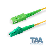 TAA Compliant Fiber Patch Cable | 0.2dB LC/APC to SC/APC Single-mode Simplex | Corning SMF-28 Ultra Fiber | OS1/OS2 Compatible | OFNR Jacket