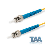 TAA Compliant Fiber Patch Cable | 0.2dB ST/UPC to ST/UPC Single-mode Simplex | Corning SMF-28 Ultra Fiber | OS1/OS2 Compatible | OFNR Jacket