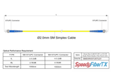 0.2dB Slim ST/UPC to ST/UPC Single-mode Simplex Fiber Patch Cable | Corning SMF-28 Ultra Fiber | OS1/OS2 Compatible | OFNR Jacket