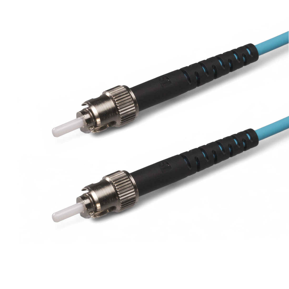 Ultra Low Loss 0.1dB ST/UPC to ST/UPC Multimode OM4 Simplex Fiber Patch Cable | Corning ClearCurve OM4 50 µm Laser-Optimized Fiber | Aqua OFNR Jacket, Aqua Connectors