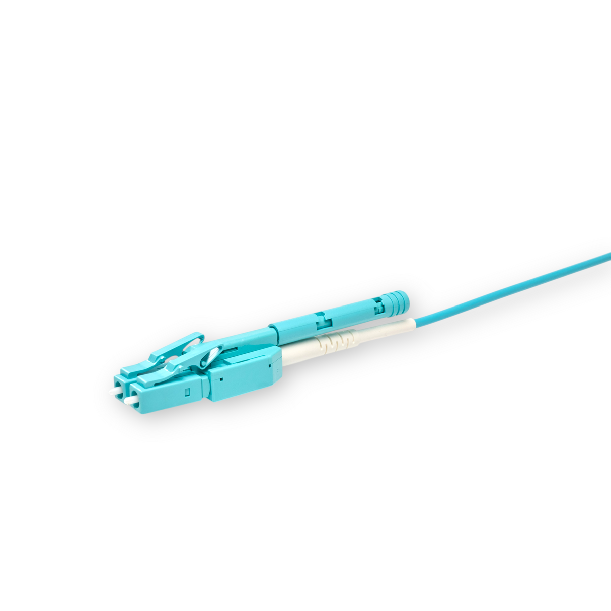 Push-Pull Tab Uniboot 0.2dB OM4 LC/UPC to LC/UPC Fiber Patch Cable | Polarity Switchable | Corning OM4 Fiber | Aqua Connector | OFNP Jacket | Speedy Model A Push-Pull Tab Uniboot