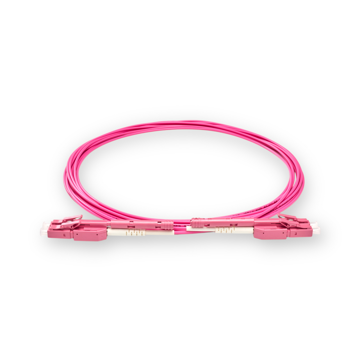 Push-Pull Tab Uniboot 0.2dB OM4 LC/UPC to LC/UPC Fiber Patch Cable | Polarity Switchable | Corning OM4 Fiber | Magenta Connector | OFNR Jacket | Speedy Model A Push-Pull Tab Uniboot