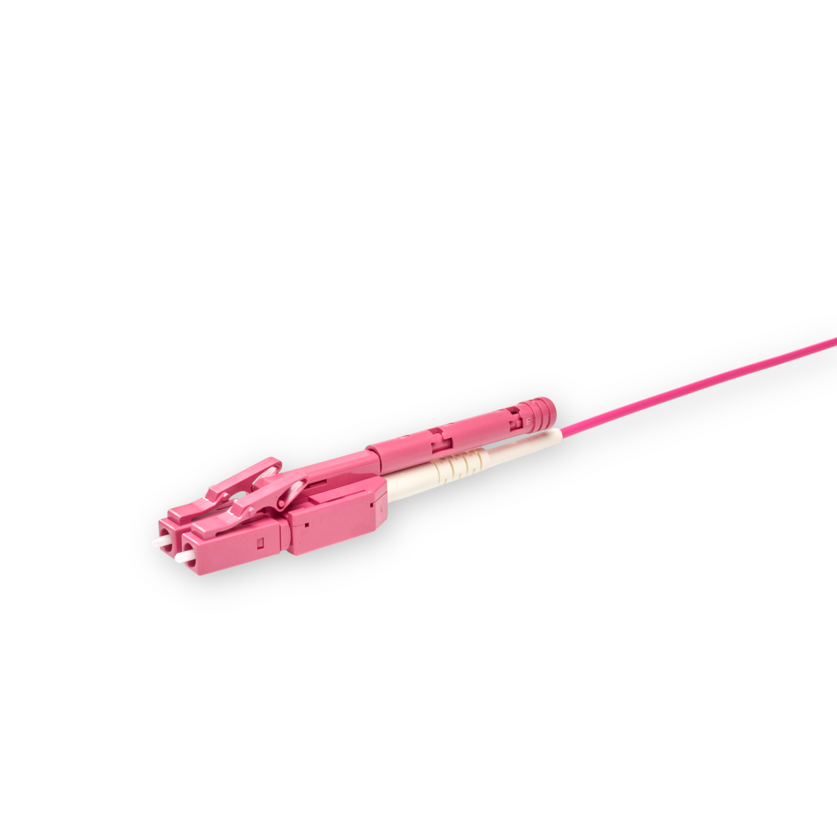 Push-Pull Tab Uniboot 0.2dB OM4 LC/UPC to LC/UPC Fiber Patch Cable | Polarity Switchable | Corning OM4 Fiber | Magenta Connector | OFNR Jacket | Speedy Model A Push-Pull Tab Uniboot