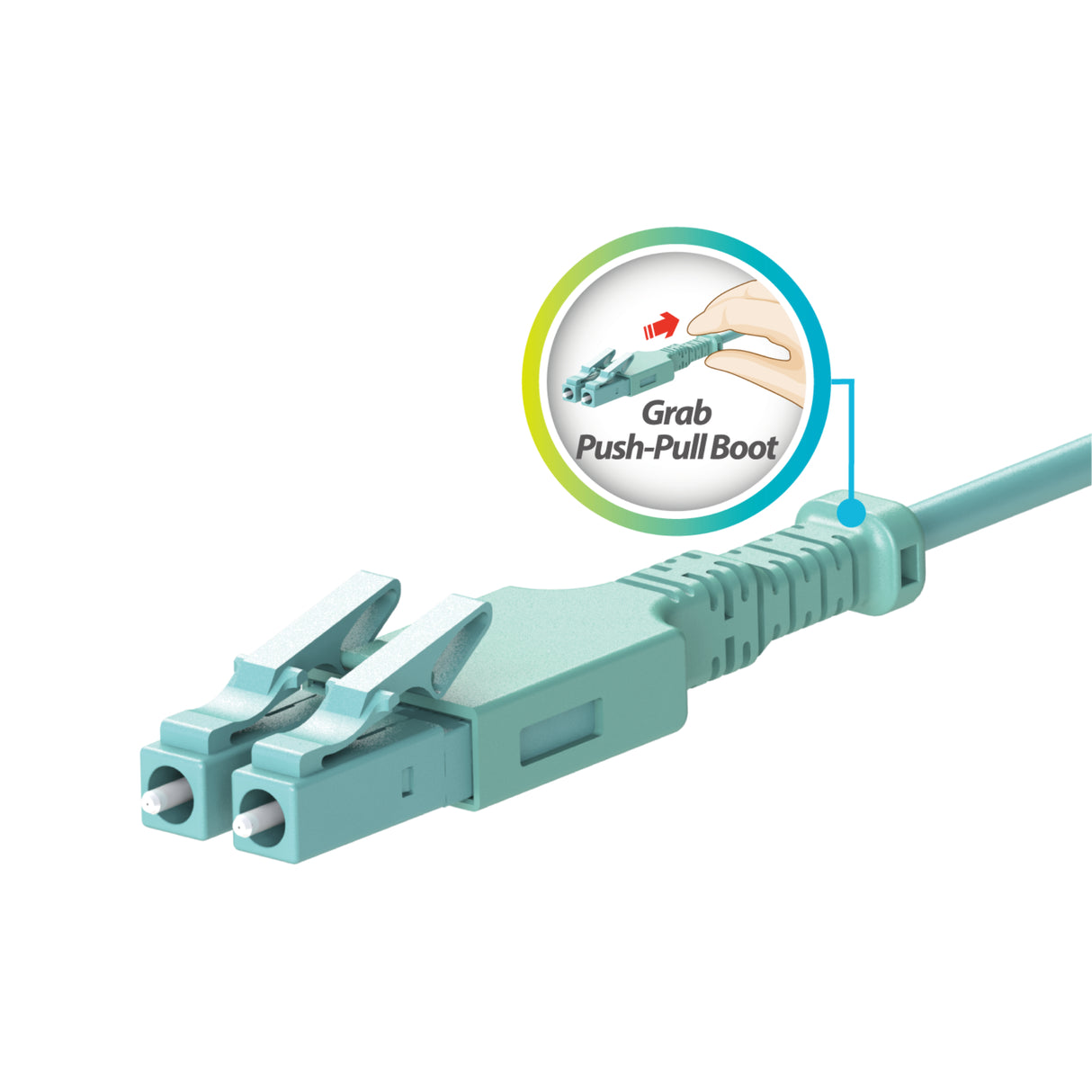 Easy-Pull Uniboot 0.2dB OM4 LC/UPC to LC/UPC Fiber Patch Cable | Corning OM4 Fiber | Aqua Connector | OFNP Jacket | Speedy Model A Easy-Pull Uniboot