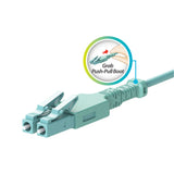 Easy-Pull Uniboot 0.2dB OM4 LC/UPC to LC/UPC Fiber Patch Cable | Corning OM4 Fiber | Aqua Connector | OFNP Jacket | Speedy Model A Easy-Pull Uniboot