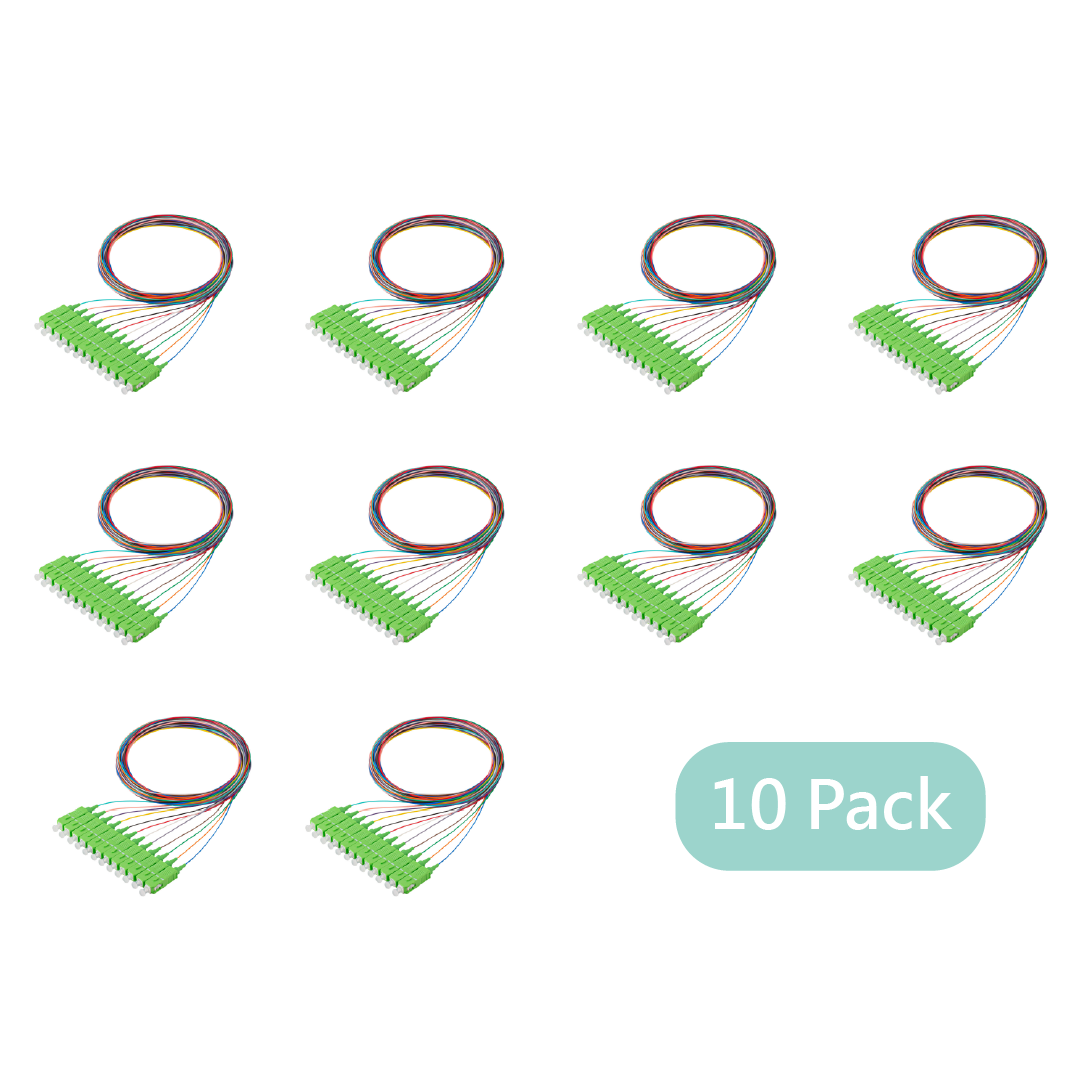 Bundle Deal – SC/APC 12-Fiber 900µm Fiber Optic Pigtail | Corning SMF-28 Ultra Fiber | OS1/OS2 Compatible | Single-mode |  1m | 5-Pack / 10-Pack