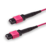 8-Fiber Low Loss Non-Pinned MPO/UPC to Non-Pinned MPO/UPC Jumper Cable | Corning ClearCurve OM4 Multimode Optical Fiber | Type B, Magenta MPO Connector, Magenta LSZH Cable Jacket