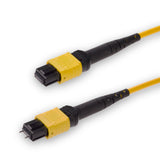 12-Fiber Low Loss Pinned MPO/APC to Non-Pinned MPO/APC Jumper Cable | Corning SMF-28 Ultra Single-mode Optical Fiber | OS1/OS2 Compatible | Type A, Yellow MPO Connector, Yellow OFNR Cable Jacket