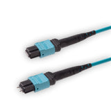 12-Fiber Elite Pinned MTP/UPC to Non-Pinned MTP/UPC Jumper Cable | Corning ClearCurve OM4 Multimode Optical Fiber | Type A, Aqua MTP Connector, Aqua LSZH Cable Jacket