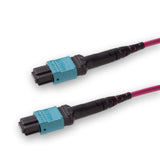 12-Fiber Elite Non-Pinned MTP/UPC to Non-Pinned MTP/UPC Jumper Cable | Corning ClearCurve OM4 Multimode Optical Fiber | Type B, Aqua MTP Connector, Magenta OFNP Cable Jacket