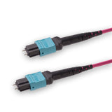 12-Fiber Elite Pinned MTP/UPC to Pinned MTP/UPC Jumper Cable | Corning ClearCurve OM4 Multimode Optical Fiber | Type B, Aqua MTP Connector, Magenta OFNP Cable Jacket