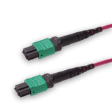 8-Fiber Elite Non-Pinned MTP/APC to Non-Pinned MTP/APC Jumper Cable | Corning ClearCurve OM4 Multimode Optical Fiber | Type B, Green MTP Connector, Magenta LSZH Cable Jacket