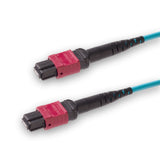 12-Fiber Elite Non-Pinned MTP/UPC to Non-Pinned MTP/UPC Jumper Cable | Corning ClearCurve OM4 Multimode Optical Fiber | Type A, Magenta MTP Connector, Aqua OFNP Cable Jacket