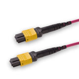8-Fiber Elite Non-Pinned MTP/APC to Non-Pinned MTP/APC Jumper Cable | Corning ClearCurve OM4 Multimode Optical Fiber | Type B, Yellow MTP Connector, Magenta LSZH Cable Jacket