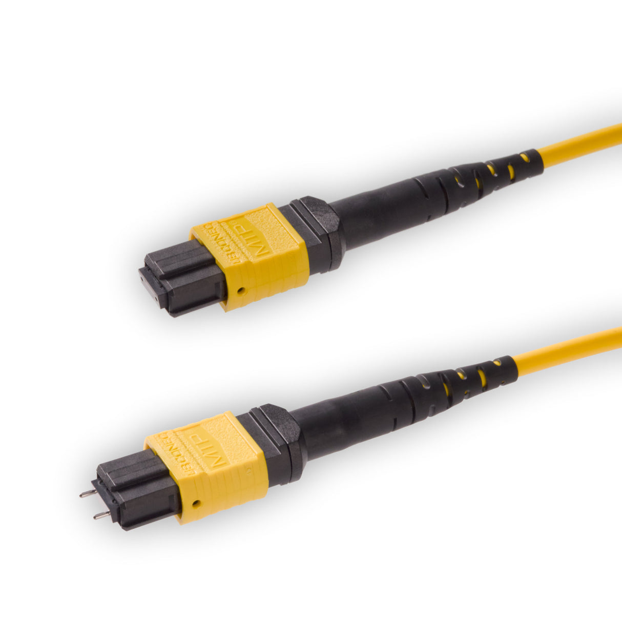 12-Fiber Elite Pinned MTP/APC to Non-Pinned MTP/APC Jumper Cable | Corning SMF-28 Ultra Single-mode Optical Fiber | OS1/OS2 Compatible | Type B, Yellow MTP Connector, Yellow LSZH Cable Jacket