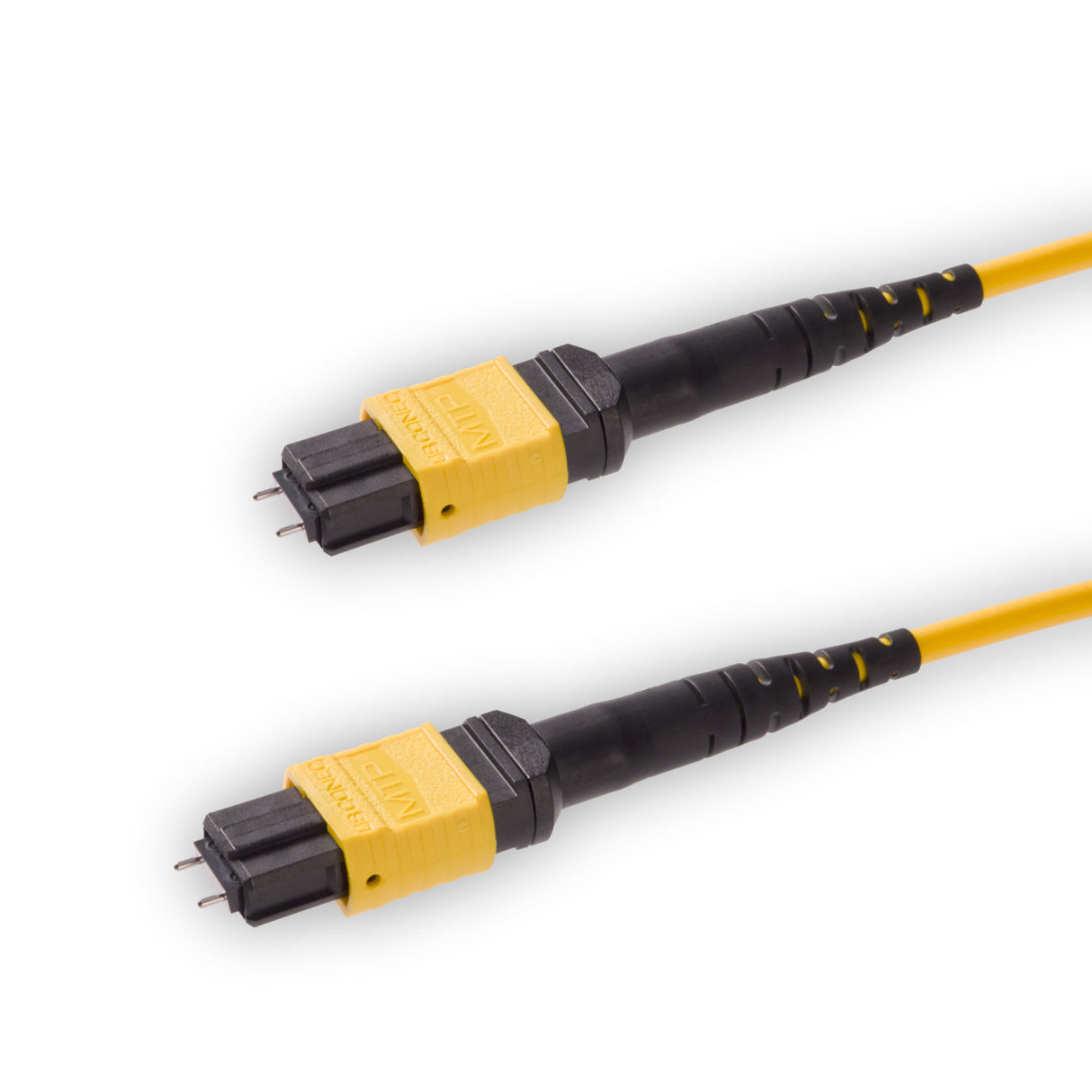 12-Fiber Elite Pinned MTP/APC to Pinned MTP/APC Jumper Cable | Corning SMF-28 Ultra Single-mode Optical Fiber | OS1/OS2 Compatible | Type A, Yellow MTP Connector, Yellow OFNP Cable Jacket