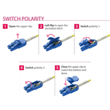 Push-Pull Tab Uniboot 0.2dB OM4 LC/UPC to LC/UPC Fiber Patch Cable | Polarity Switchable | Corning OM4 Fiber | Aqua Connector | OFNP Jacket | Speedy Model A Push-Pull Tab Uniboot